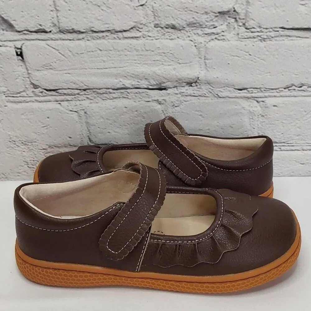 LIVIE & LUCA 'RUCHE CLASSIC' PEBBLED LEATHER MARY-JANE SHOES RICH~MOCHA NEW - Picture 6 of 16
